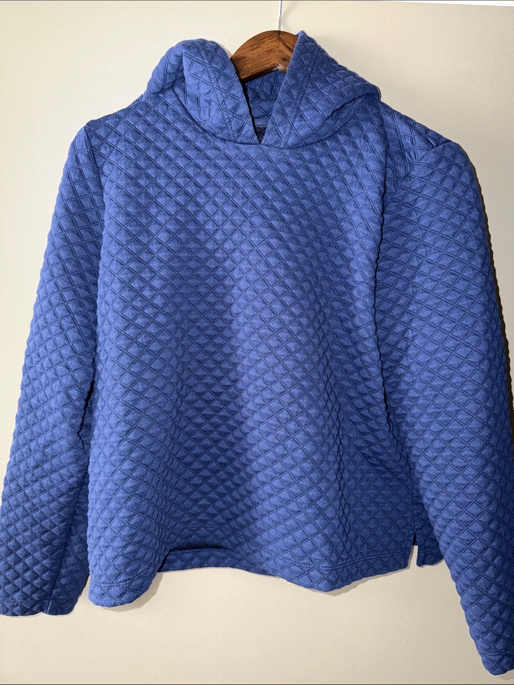 J. Crew Quilted Hooded Pullover in Navy Blue